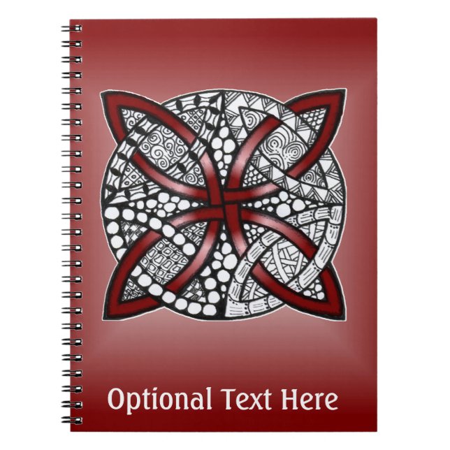 Celtic Knot Original Design Red Notebook (Front)