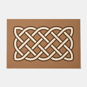Celtic Knot Pattern, Camel Tan, Cream and Brown Doormat