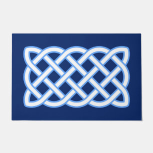 Celtic Knot Pattern, Cobalt Blue and White  Doormat