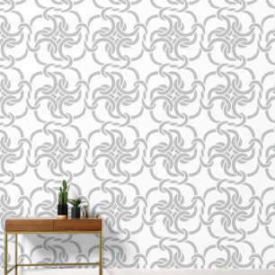  Celtic Knot Pattern Elegant Modern White and Grey Wallpaper