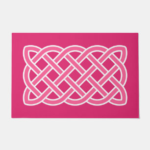 Celtic Knot Pattern, Fuchsia Pink and White Doormat