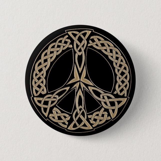 Celtic Knot Pattern Peace Sign 2 Inch Round Button (Front)