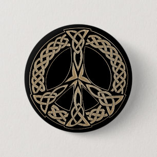 Celtic Knot Pattern Peace Sign 2 Inch Round Button