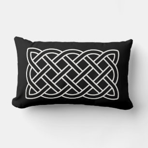 Celtic Knot Pattern, White on a Black Background Lumbar Pillow