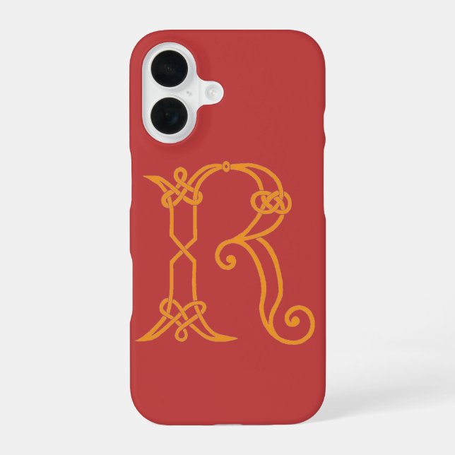 Celtic Knot Personalized Initial R iPhone 16 Case (Back)