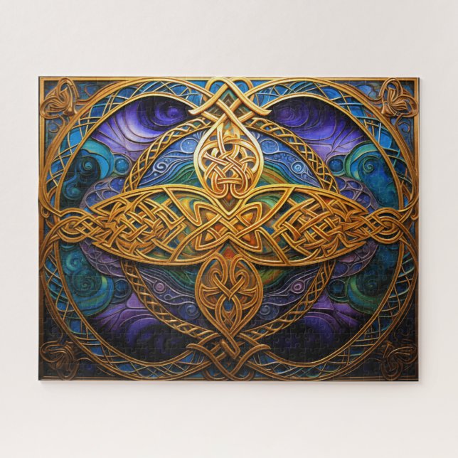Celtic Knot Purple Blue Gold Knotwork Jigsaw Puzzle (Horizontal)
