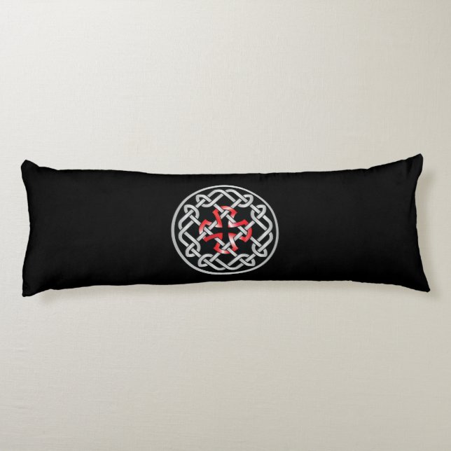 Celtic Knot Red Metallic Body Pillow (Back)