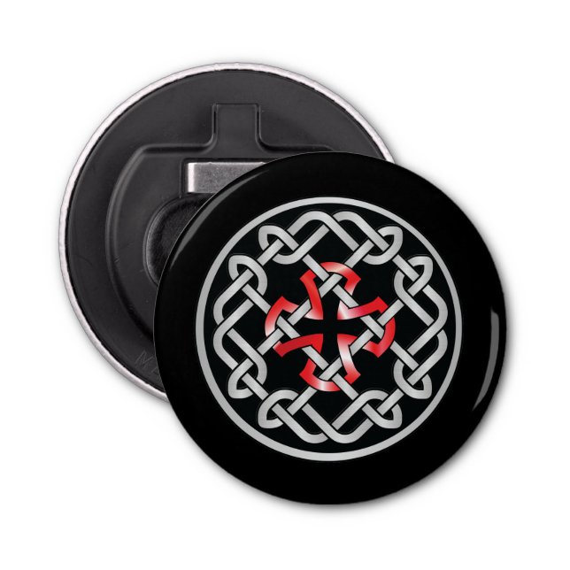 Celtic Knot Red Metallic Bottle Opener (Front)