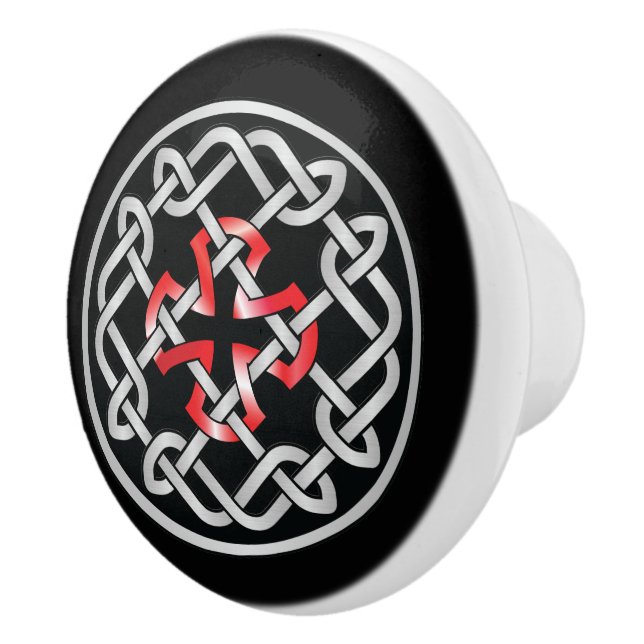 Celtic Knot Red Metallic Knob (Right)