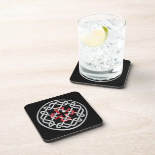 Celtic Knot Red Metallic Plastic Coasters