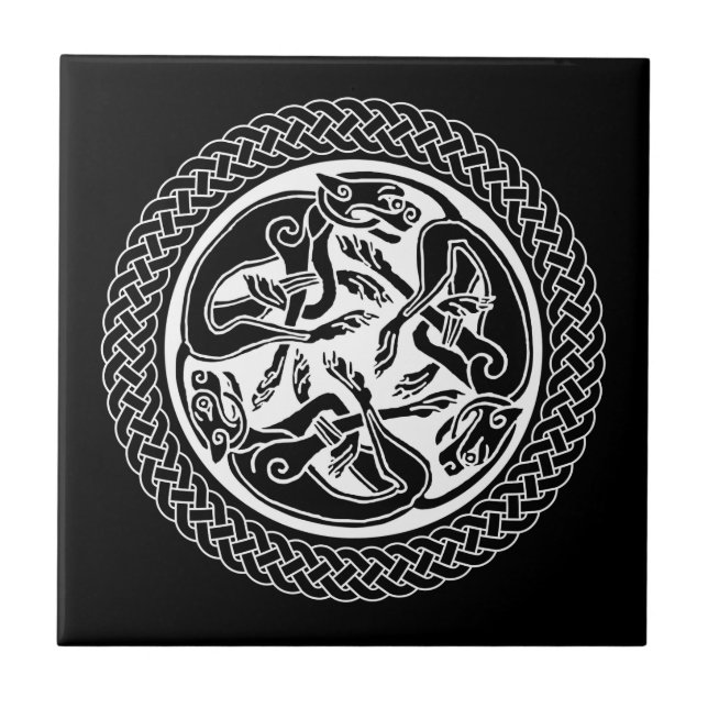 Celtic Knot Ring with Hounds Tile (Front)