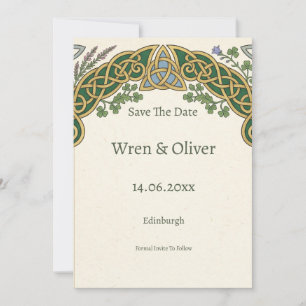 Celtic Knot Save the Date Card   Scottish Irish He