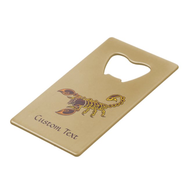 Celtic Knot Scorpion Credit Card Bottle Opener (Front Angled)