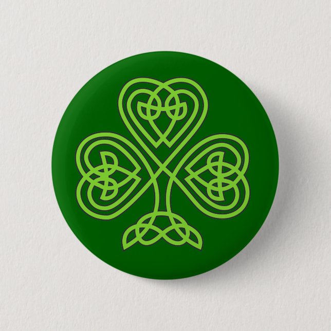 celtic knot shamrock 2 inch round button (Front)