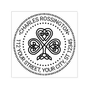 Celtic Knot Shamrock #3 Name Return Address Self-inking Stamp