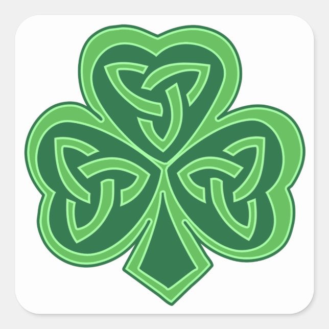 Celtic Knot Shamrock Square Sticker (Front)