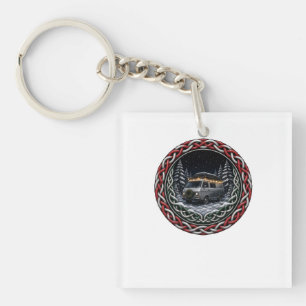 Celtic Knot Snowy Christmas Van Keychain