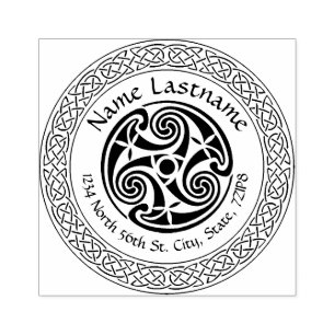 Celtic Knot & Spiral personalized rubber stamp