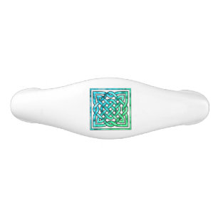 Celtic Knot - Square Blue Green Ceramic Drawer Pull
