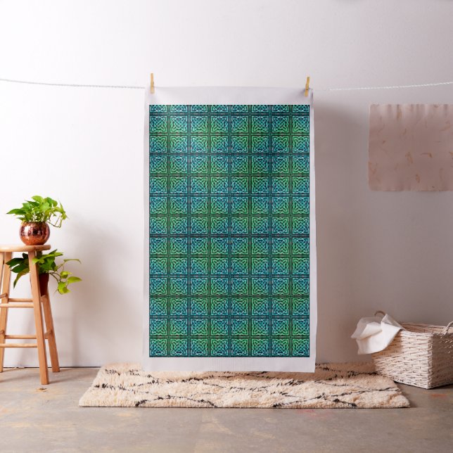 Celtic Knot - Square Blue Green Fabric (In Situ)