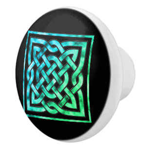 Celtic Knot - Square Blue Green Knob