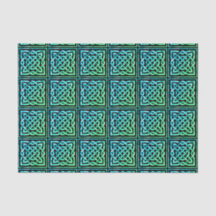 Celtic Knot - Square Tile Blue Green Tissue Paper