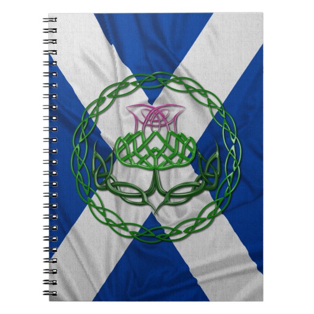 Celtic Knot Thistle And Flag Notebook (Front)