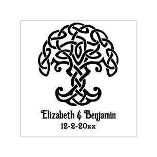 Celtic Knot Tree of Life Couple Names Date  Self-inking Stamp