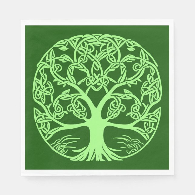 Celtic Knot Tree of Life Emerald Green  Napkin (Front)