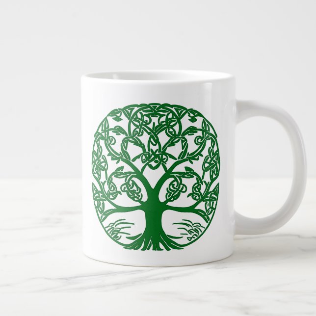 Celtic Knot Tree of Life in Emerald Green Large Coffee Mug (Right)