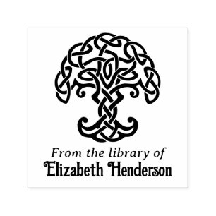 Celtic Knot Tree of Life SQ Library Book Name Self-inking Stamp