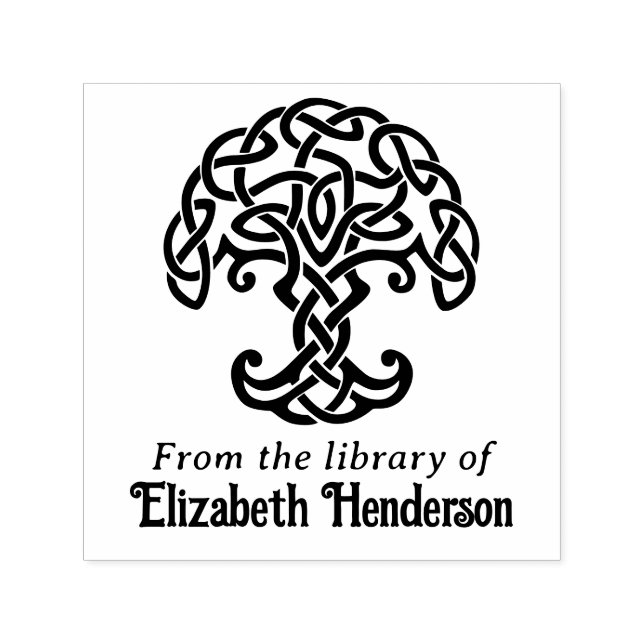 Celtic Knot Tree of Life SQ Library Book Name Self-inking Stamp (Design)