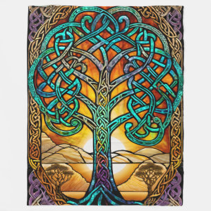 Celtic Knot Tree of Life Sunset Fleece Blanket