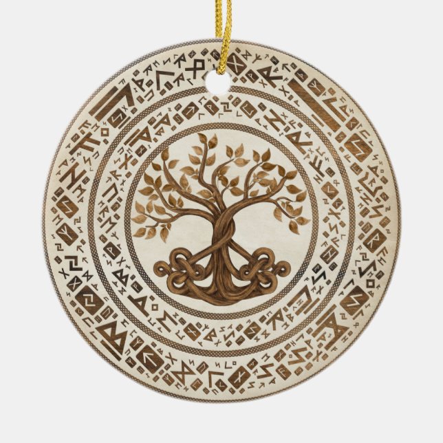 Celtic Knot Tree of life -Yggdrasil Ceramic Ornament (Front)