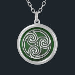 Celtic Knot Triskelion Irish Green Necklace<br><div class="desc">Celtic Knot Triskelion Irish Green Necklace. A beautiful Celtic or Irish themed necklace featuring a green background and celtic knot triskelion in the centre. A great piece of irish jewellery for any woman or man. Makes a great bridesmaid gift for your Irish Gaelic Wedding or just as a gift in...</div>