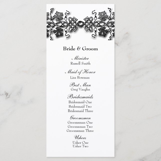 Celtic Knot Twining Vines Wedding Program (Front)