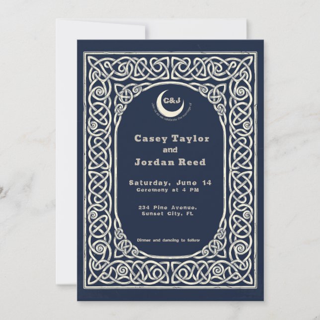 Celtic Knot Wedding Invitation Vintage Moon (Front)