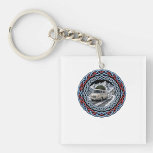 Celtic Knot Winter Camper Van Keychain