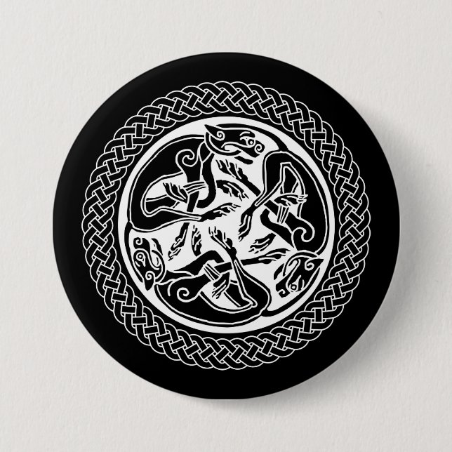 Celtic Knot with Hounds 3 Inch Round Button (Front)