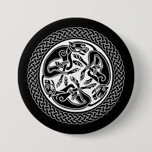 Celtic Knot with Hounds 3 Inch Round Button