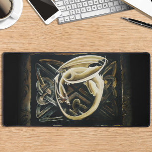 Celtic Knot Work Cream Dragon Desk Mat