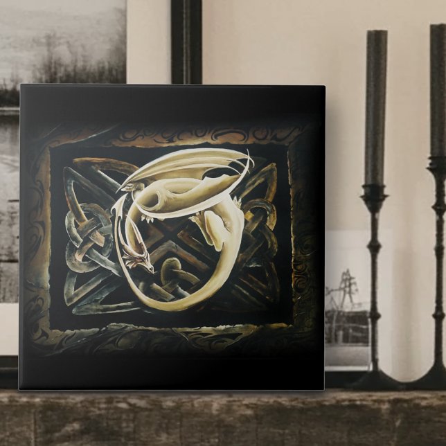 Celtic Knot Work Cream Dragon Tile (Creator Uploaded)