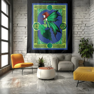 Celtic Knot Work Green Fairy Tapestry