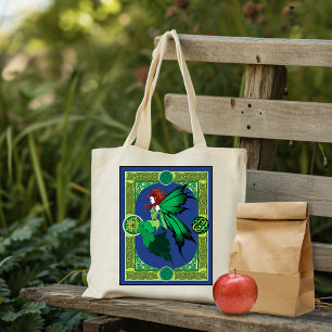 Celtic Knot Work Green Fairy Tote Bag