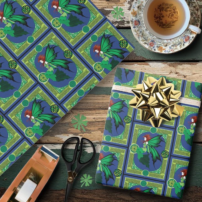 Celtic Knot Work Green Fairy Wrapping Paper (Creator Uploaded)