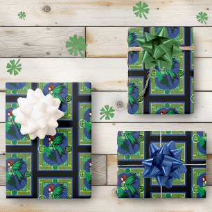 Celtic Knot Work Green Fairy Wrapping Paper Sheet