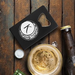 Celtic Knot Work Moon Circle Monogram Credit Card Bottle Opener