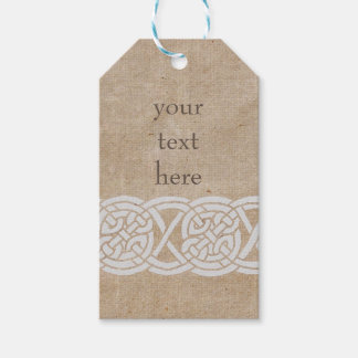 Celtic knots on vintage burlap gift tags