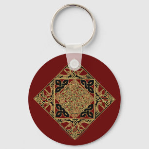Celtic Knotwork Birds Keychain, Burgundy Keychain