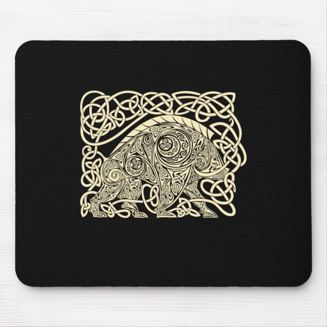 Celtic Knotwork Boar - Ancient Tribal Symbol Stick Mouse Pad (Front)